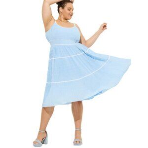 Torrid x Marilyn Monroe Blue Tiered Polka Dot Pleated Midi Dress Size 12 NWT